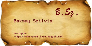 Baksay Szilvia névjegykártya