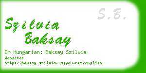 szilvia baksay business card